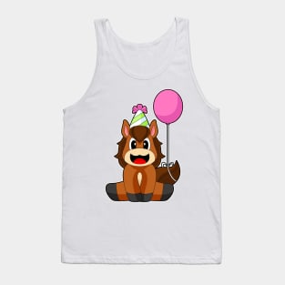 Horse Birthday Party hat Balloon Tank Top